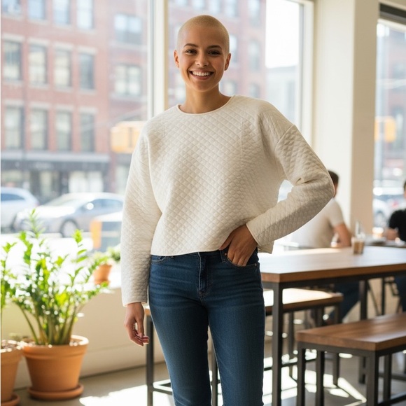 Banana Republic Tops - Banana Republic Off-White Textured Long Sleeve Top – Elegant & Versatile, Size M